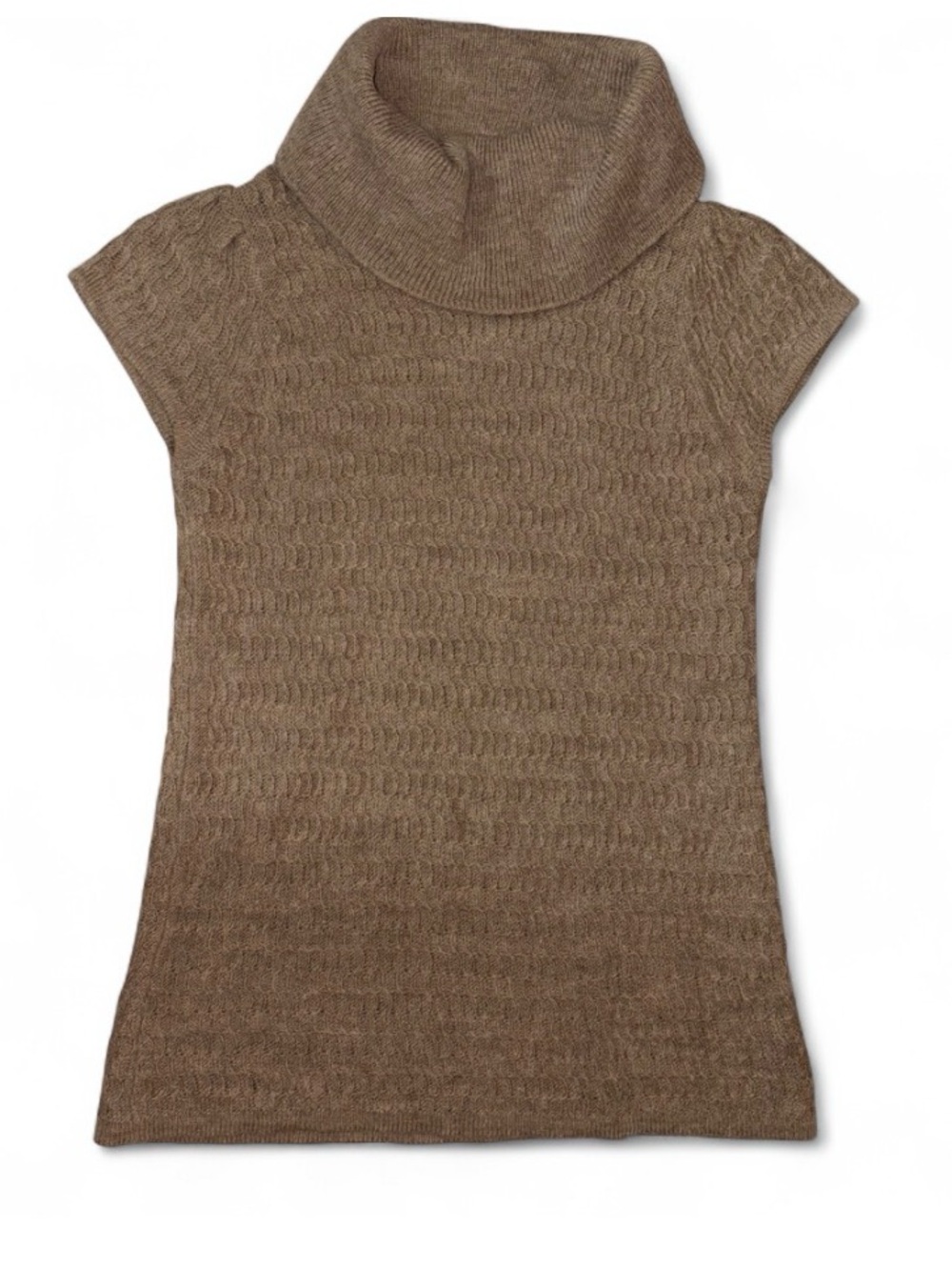 Sleeveless Cowl Neck Sweater Top in Brown-wool